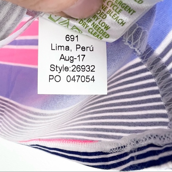 LILLY PULITZER Audelia Off the Shoulder Top True Blue Kaleidoscope Stripe, XS - Picture 7 of 8